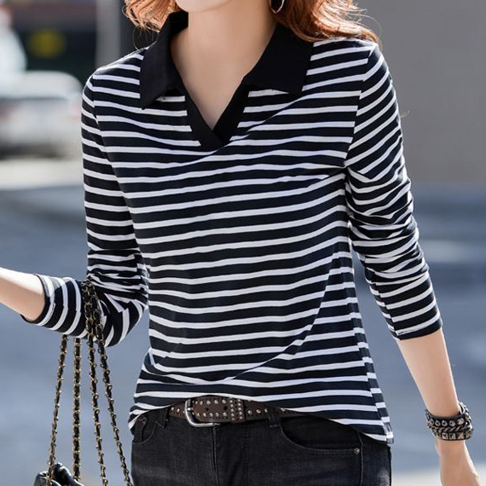 Für Damen Freizeit T-Shirt mit langen Ärmeln und V-Ausschnitt schlichtes Desig - Bild 17 von 32