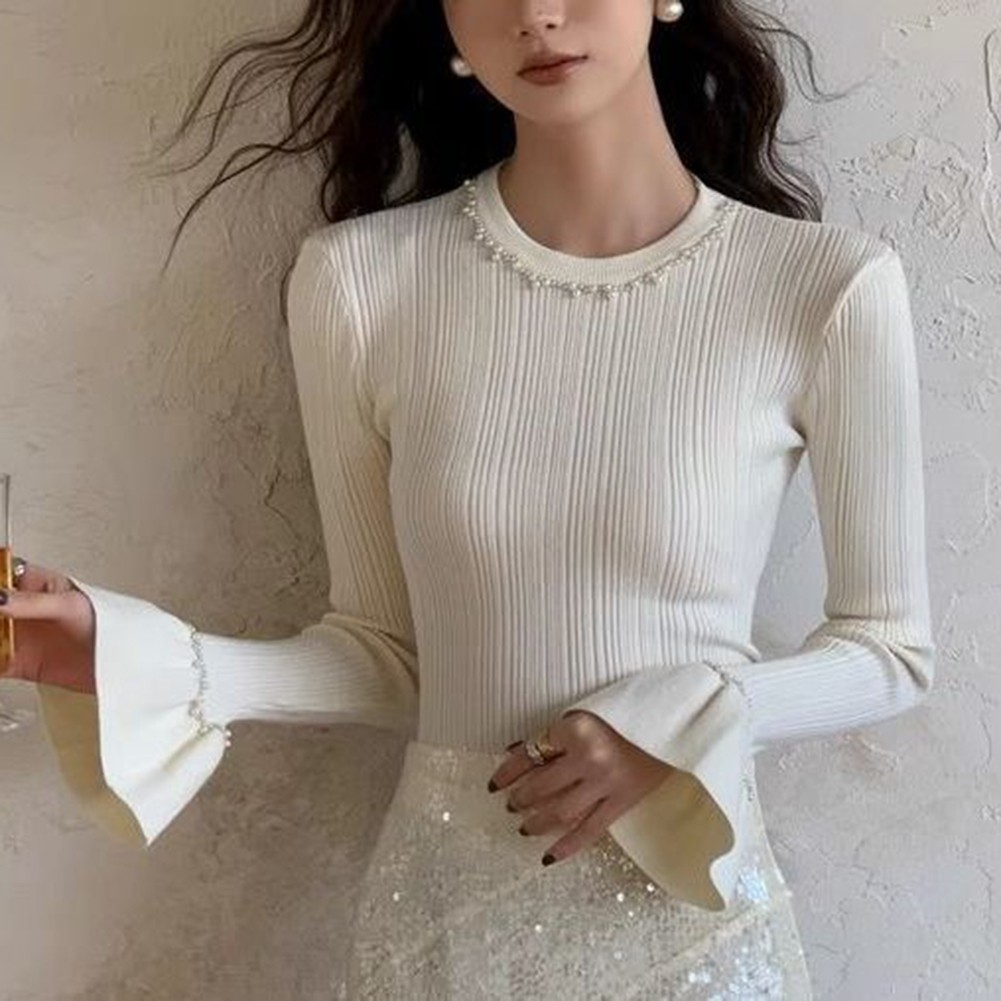 Hauts pull à manches trompette à la mode pour femmes soldes options de vêtements dé
