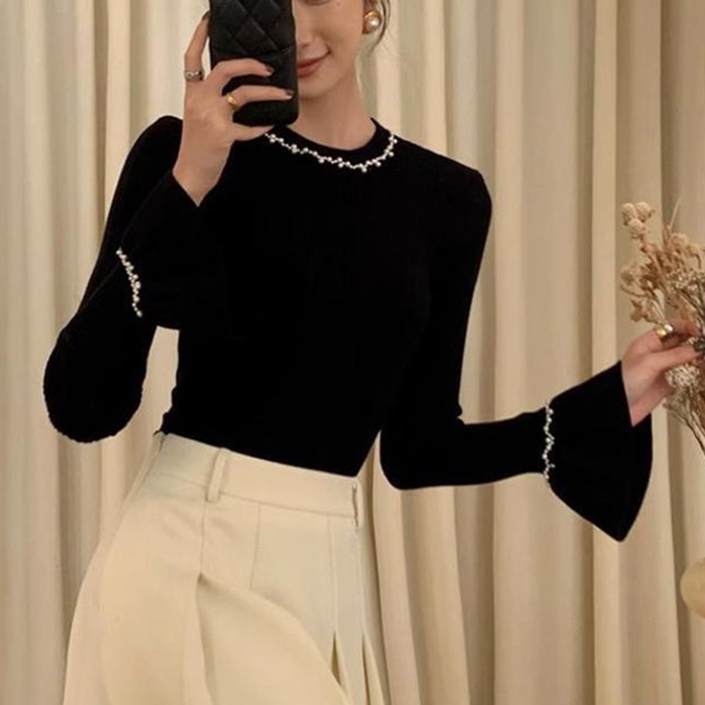 Hauts pull à manches trompette mode à la mode pour femmes options de vêtements dé