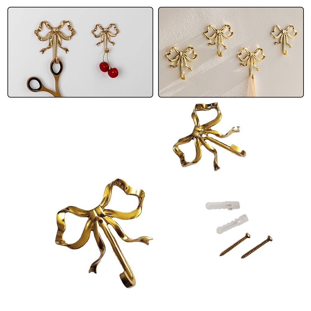 Goldene Dekohaken officiel mit Bogenknoten Design und Schrauben f��r einfache Montage