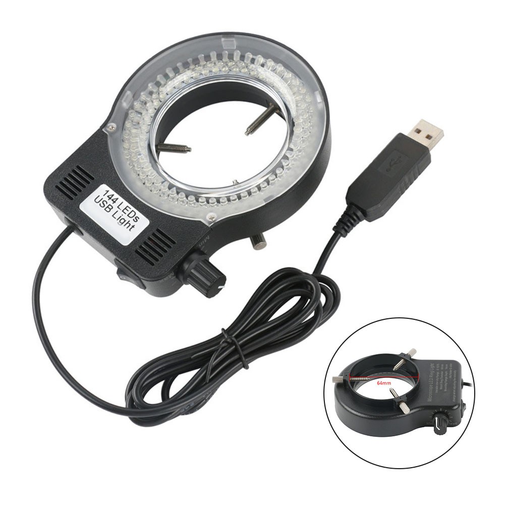 Jevina 144 LEDs ringlicht ringlamp voor microscoop microscoop lamp licht 6000K 0-100% instelbaar