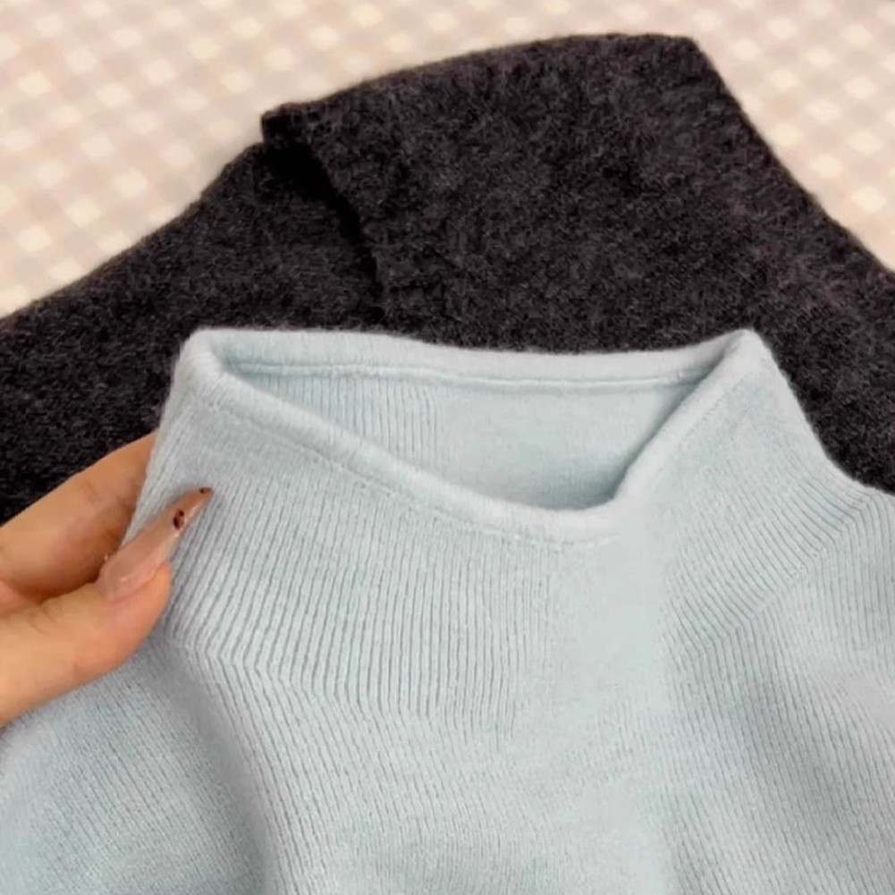 Soft Knitted Long Sleeve Top for Women Half Turtleneck Solid Color Style - Picture 32 of 32