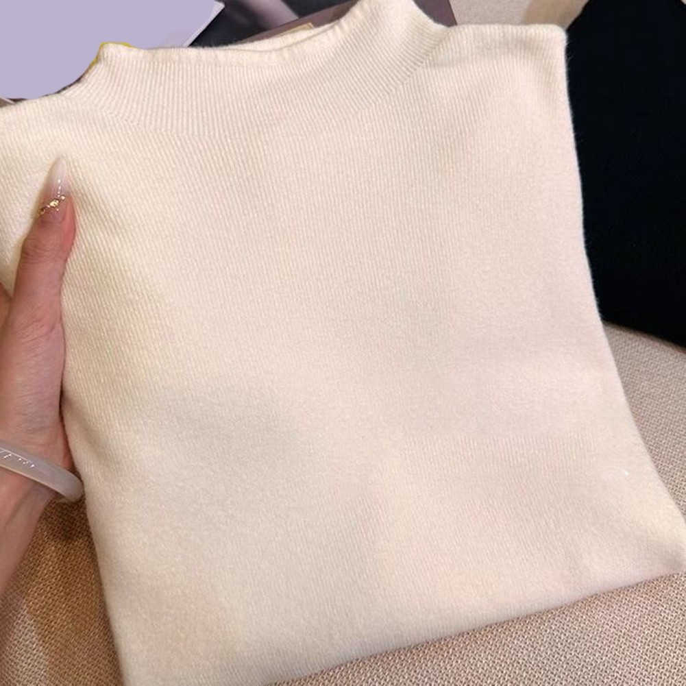 Soft Knitted Long Sleeve Top for Women Half Turtleneck Solid Color Style - Picture 14 of 32