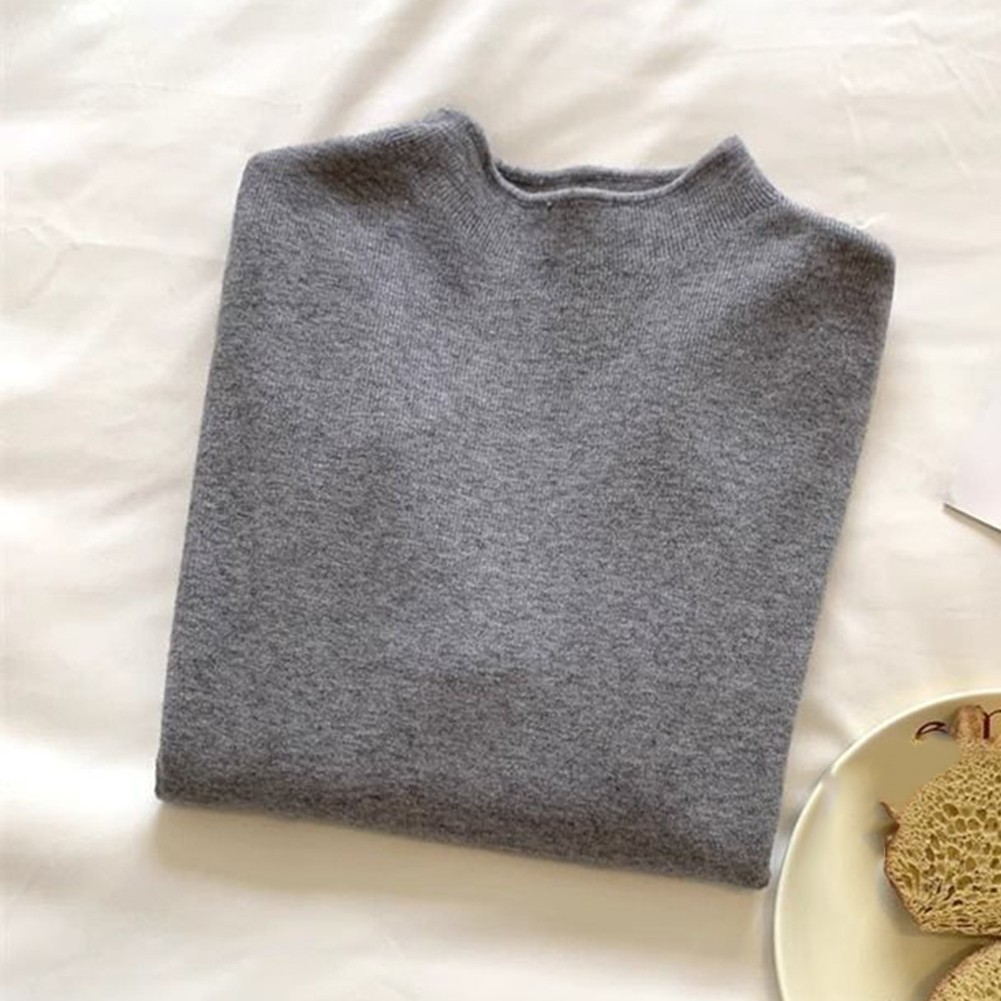 Soft Knitted Long Sleeve Top for Women Half Turtleneck Solid Color Style - Picture 26 of 32