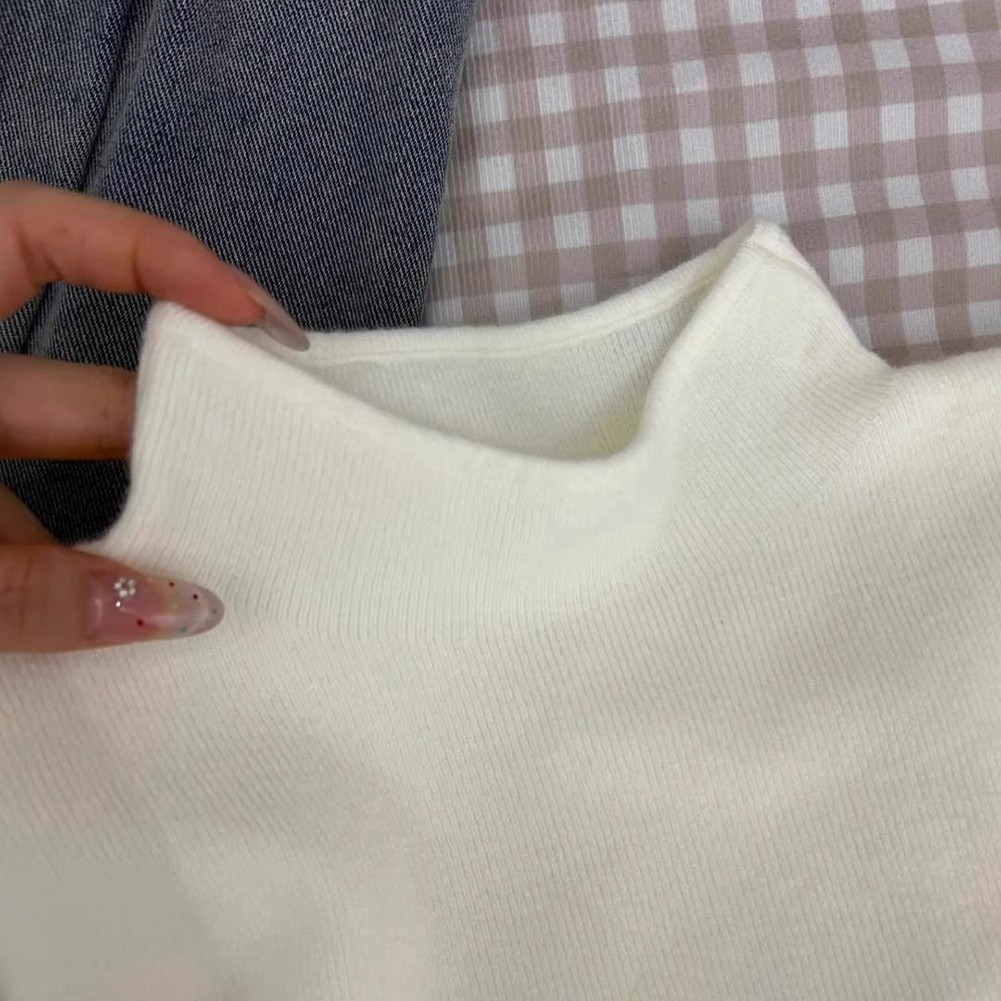 Soft Knitted Long Sleeve Top for Women Half Turtleneck Solid Color Style - Picture 19 of 32