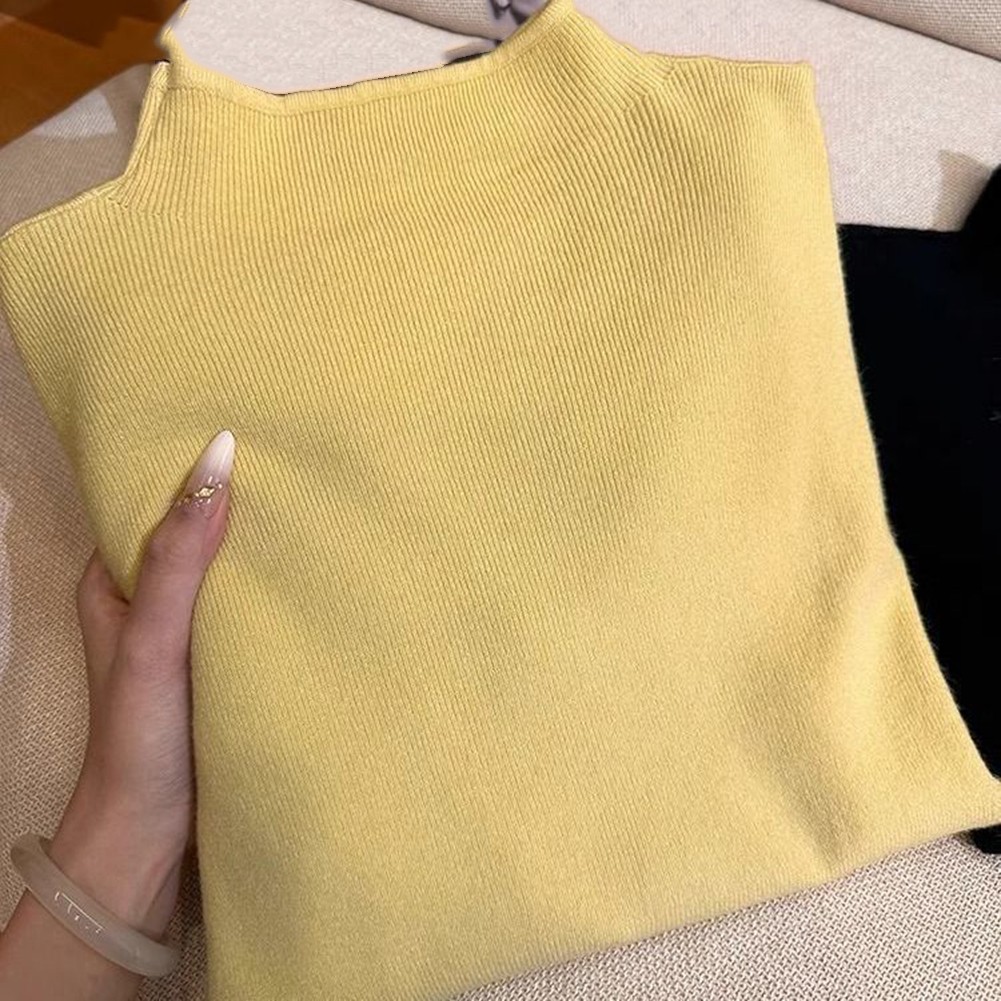 Soft Knitted Long Sleeve Top for Women Half Turtleneck Solid Color Style - Picture 29 of 32