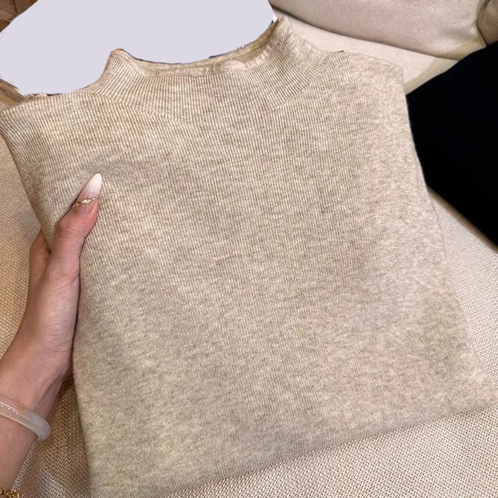 Soft Knitted Long Sleeve Top for Women Half Turtleneck Solid Color Style - Picture 22 of 32