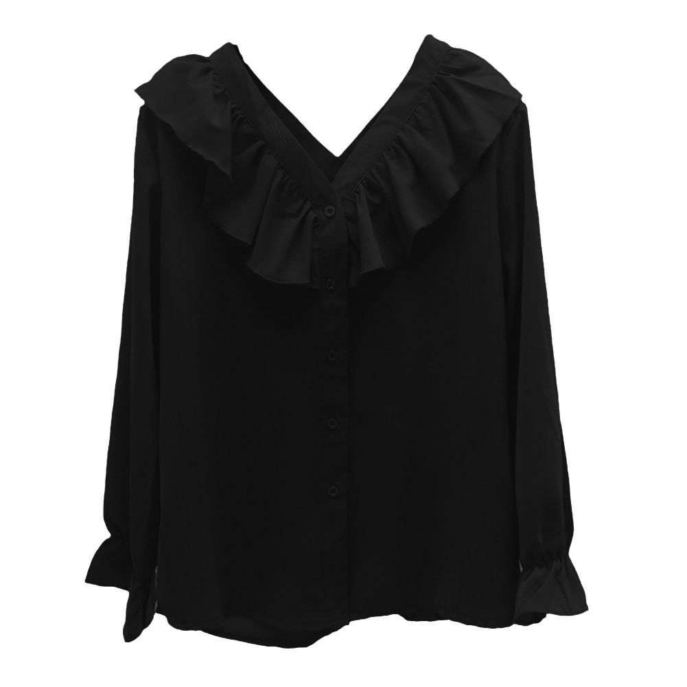 Stylish Loose Fit Womens Casual Shirt with Ruffles in Solid Colors Available - Picture 14 of 20