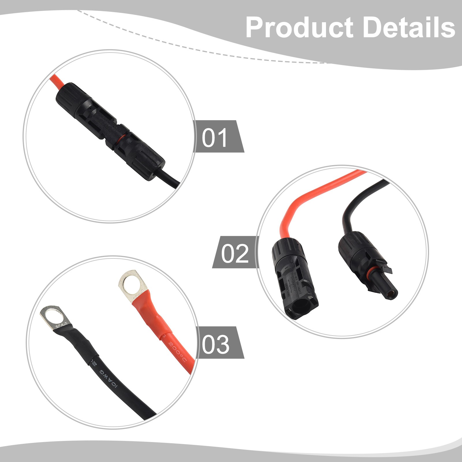 Rallonges solaires étanches haute performance 10AWG en rouge et noir - Photo 30/39