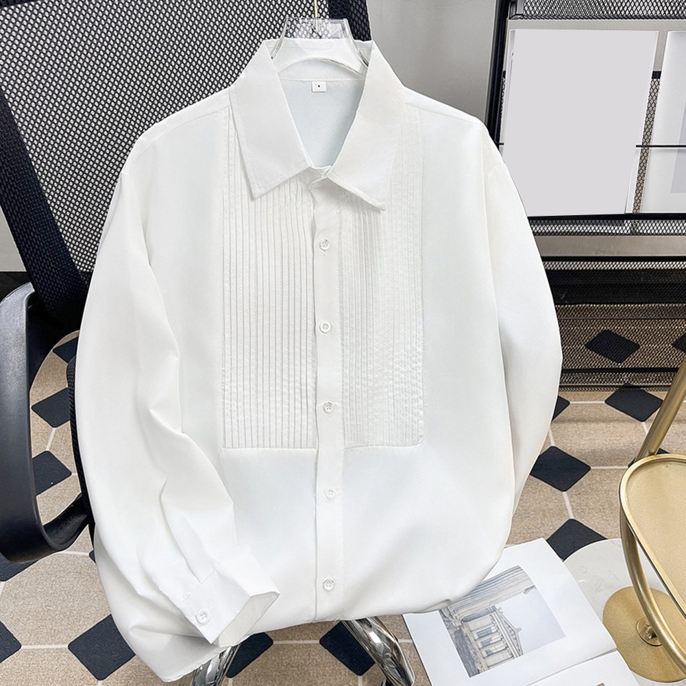 Dressed Up or Down Mens Thin Shirt Featuring Long Sleeves and Lapel Style - Imagen 13 de 27