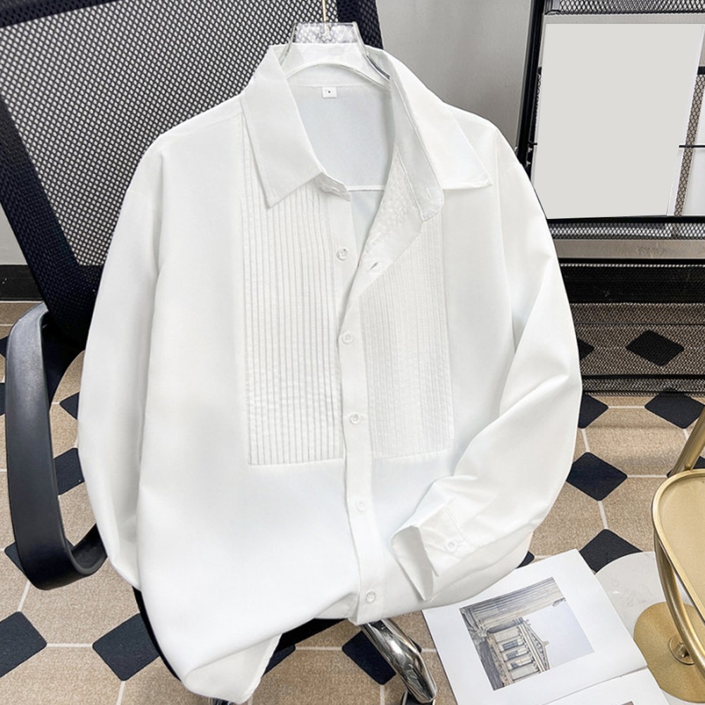 Dressed Up or Down Mens Thin Shirt Featuring Long Sleeves and Lapel Style - Imagen 15 de 27