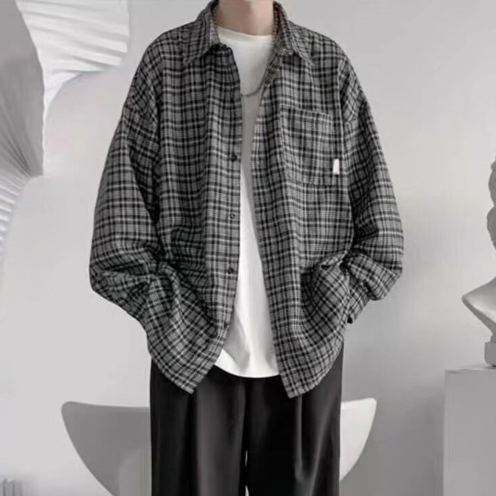 Mens Classic Look long sleeve plaid shirt jacket perfect for daily wear