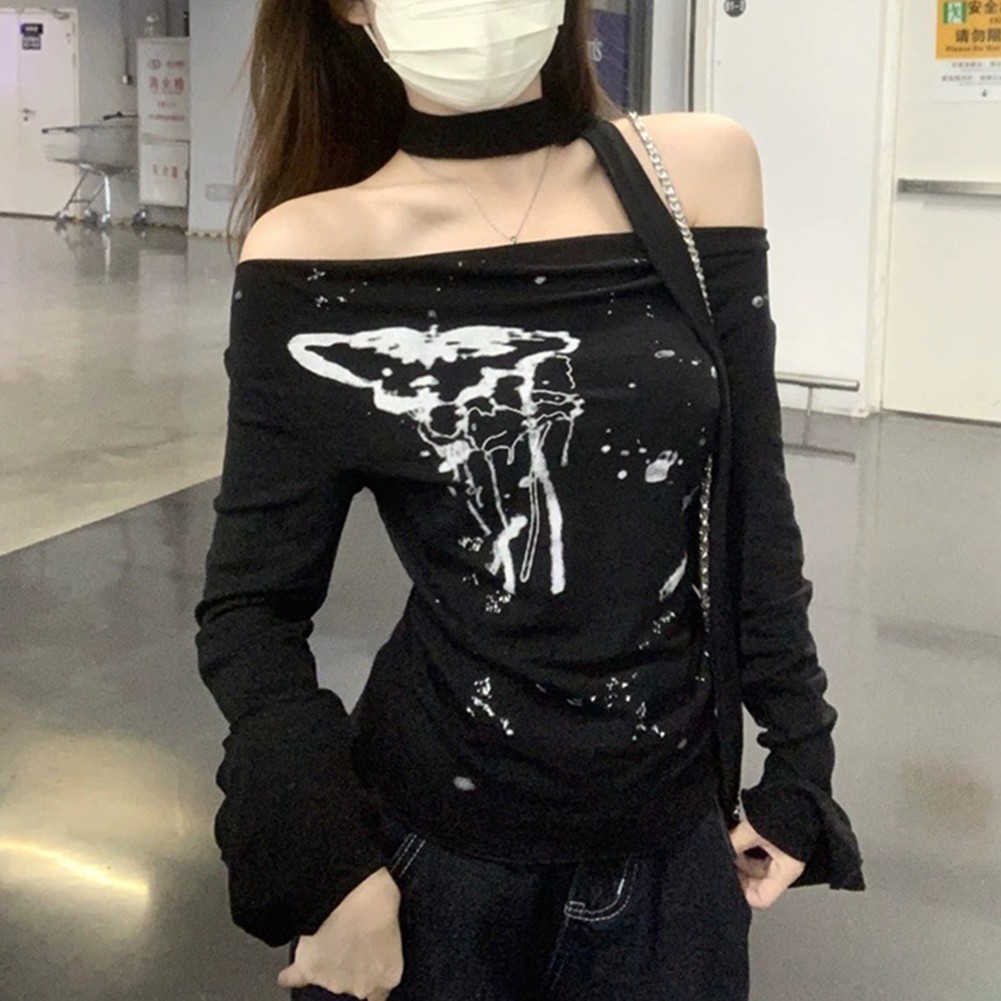 T-shirt manches longues l??g??rement ??lastique une vente ??paule parfait pour les jou