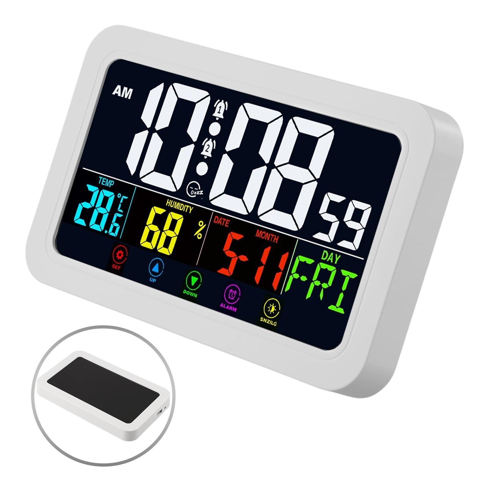 Elegante reloj digital de diseño moderno con calendario e indicador de temperatura - Imagen 23 de 37
