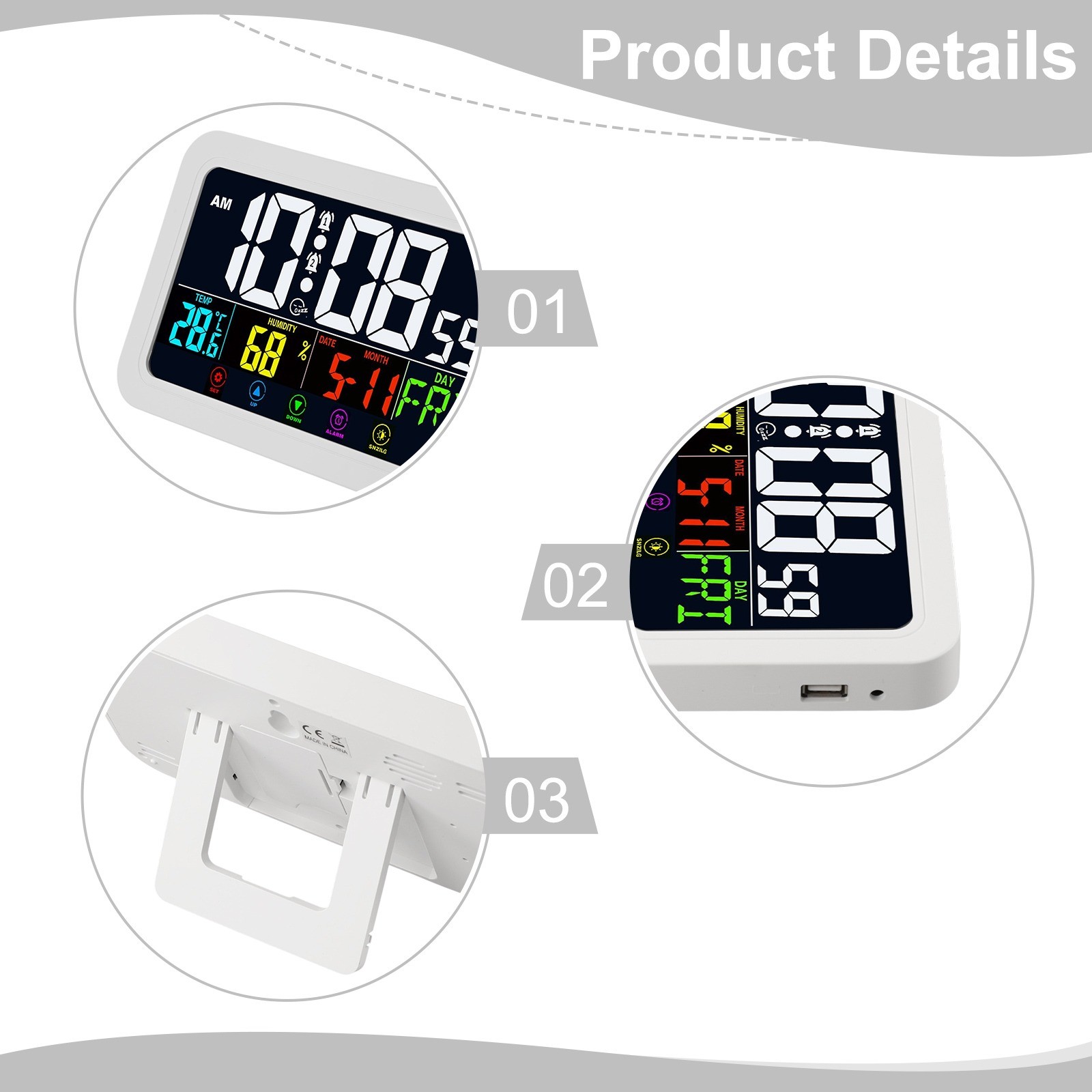 Elegante reloj digital de diseño moderno con calendario e indicador de temperatura - Imagen 26 de 37