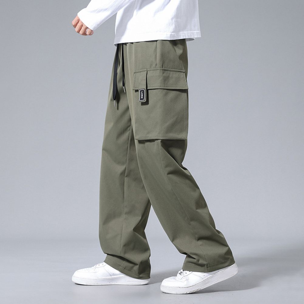 Men's Casual Trousers Multi Pocket Loose Fit Cargo Pants for Daily Use