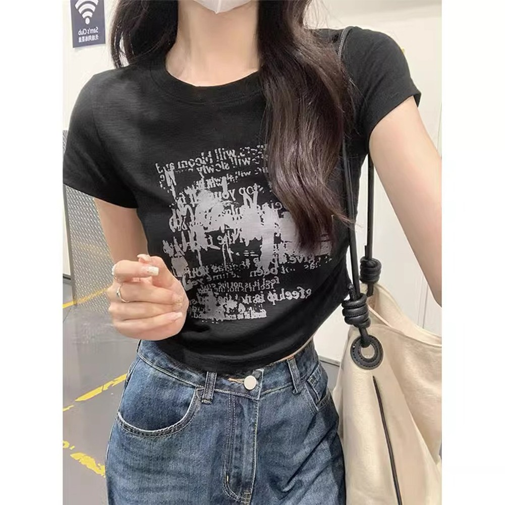 Energetic Y2K Style Womens Casual Tee Featuring Vibrant Letter Printing - Picture 14 of 36