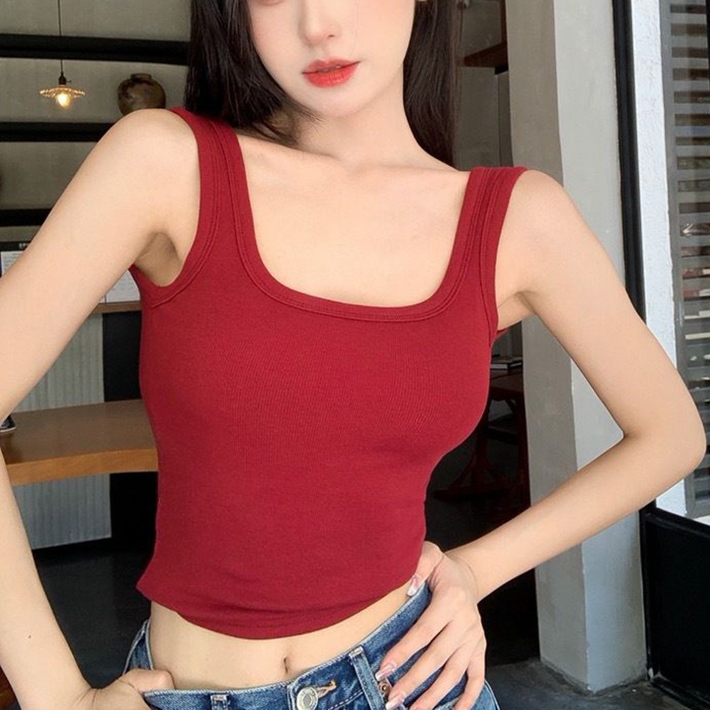 High Stretch Womens U Neck Ribbed Tank Top Ideal for Spring and Summer Fashion - Picture 29 of 41