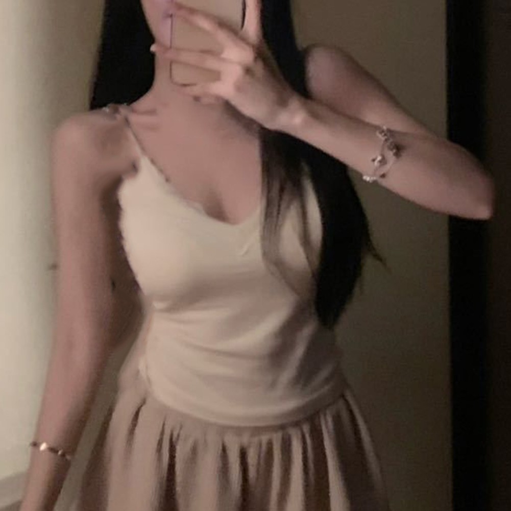 Stylisches ärmelloses Damen-Top mit Spitze Camisole V-Ausschnitt für Sommeraus - Bild 15 von 38
