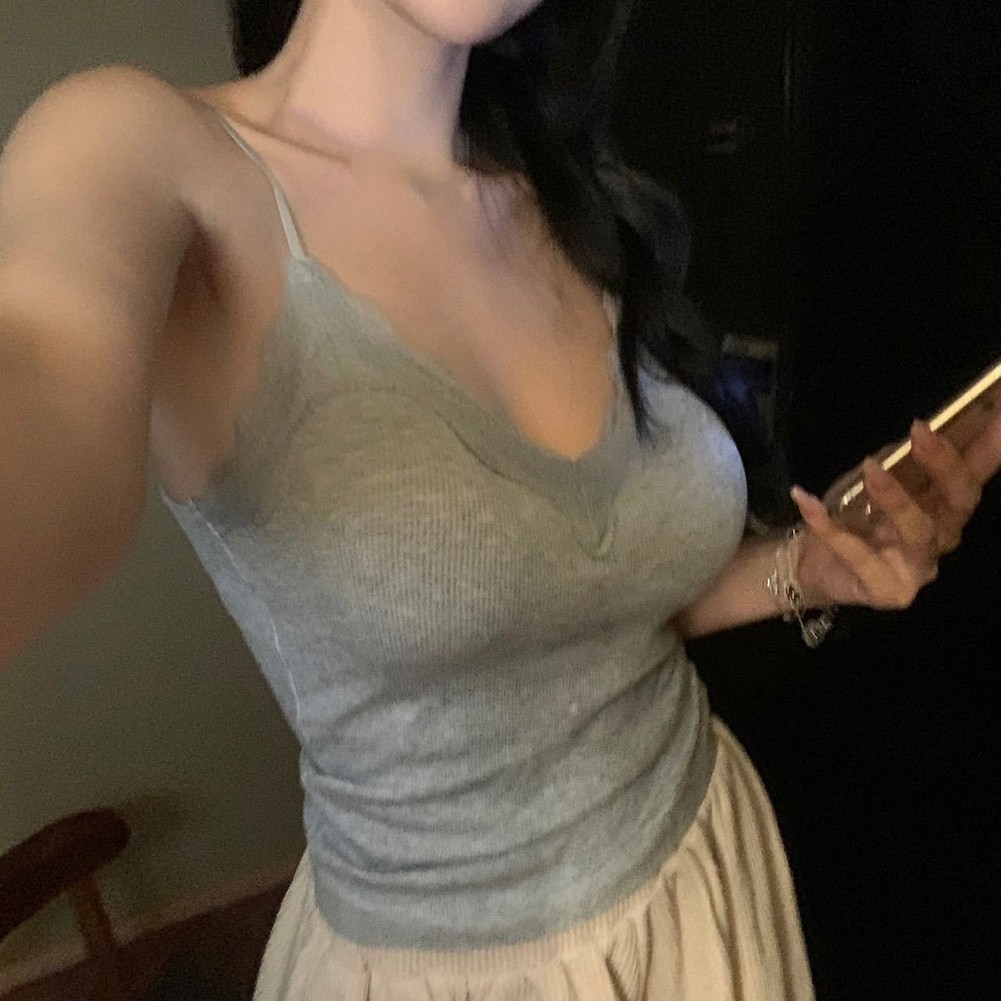 Stylisches ärmelloses Damen-Top mit Spitze Camisole V-Ausschnitt für Sommeraus - Bild 30 von 38