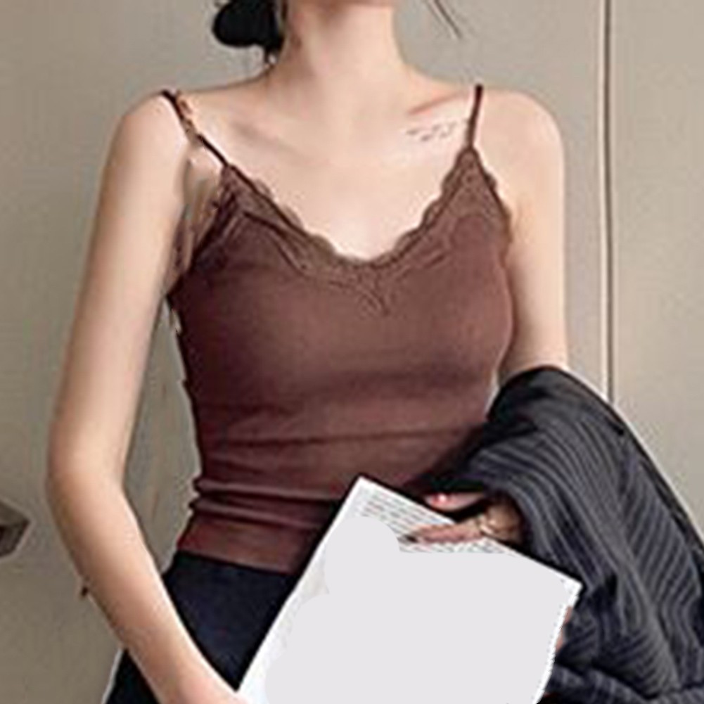Stylisches ärmelloses Damen-Top mit Spitze Camisole V-Ausschnitt für Sommeraus - Bild 37 von 38