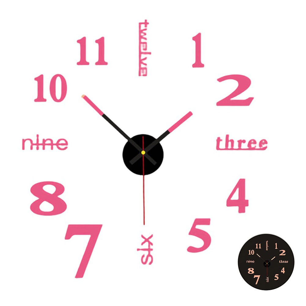 Silent Operation Luminous Wall Clock in For Pink for Creative Installation