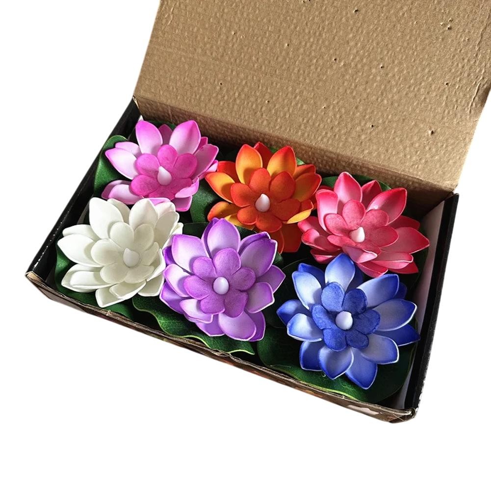 Juego de 6 linternas LED coloridas de noche Lotus para ocasiones festivas - Imagen 17 de 31