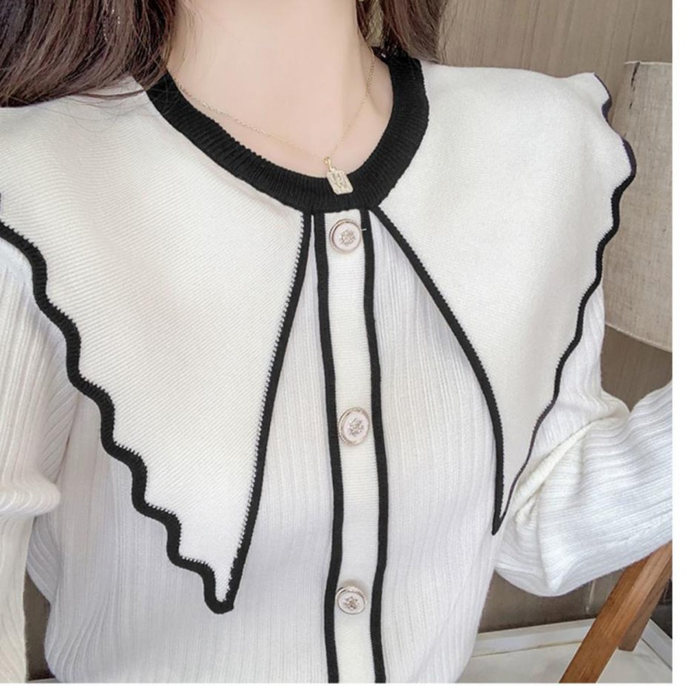 Women Elegant Ruffled Neck Pullover Cozy Sweater for Spring and Autumn - Picture 14 of 42