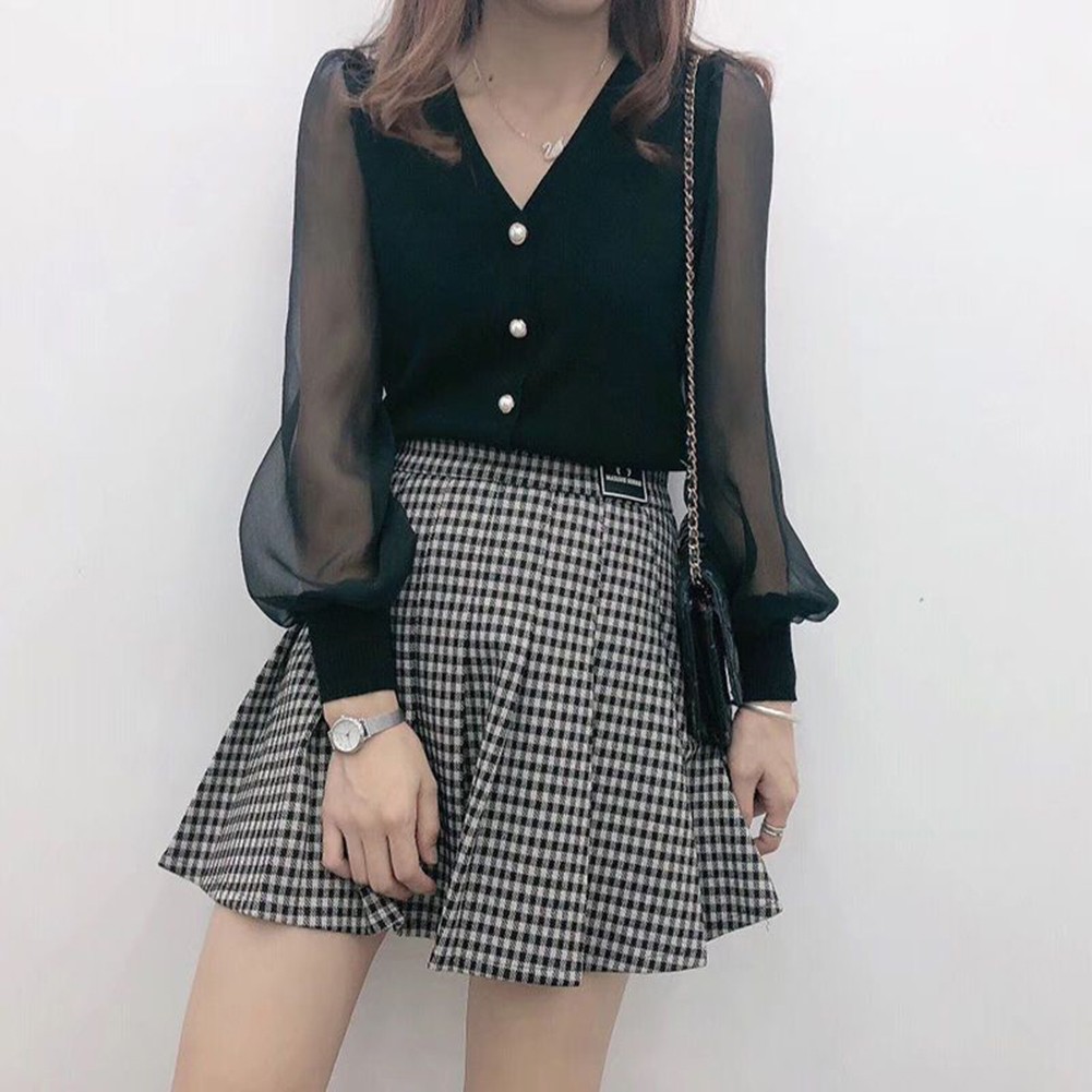 Womens Elegant Solid Color Top for Spring with Knitted and Lace achats Style