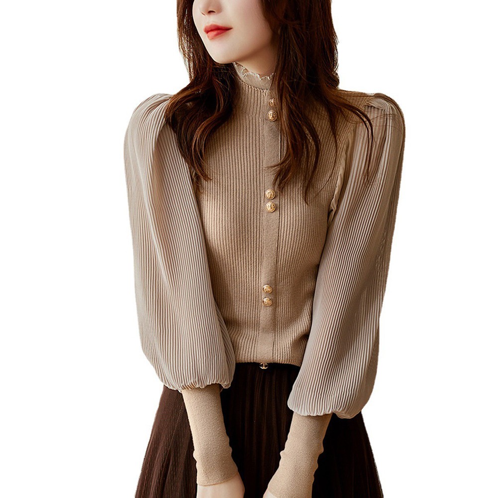 Korean Style Long Sleeve Turtleneck Cardigan for Women Vintage Fashion - Picture 30 of 33