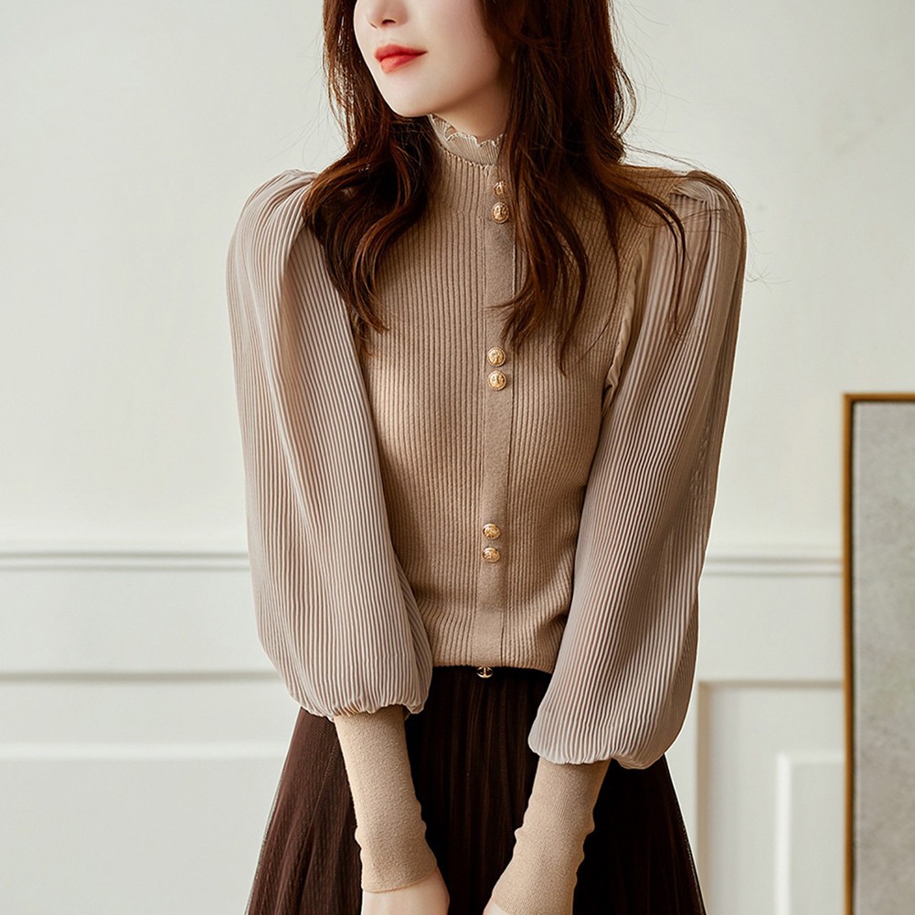 Korean Style Long Sleeve Turtleneck Cardigan for Women Vintage Fashion - Picture 31 of 33