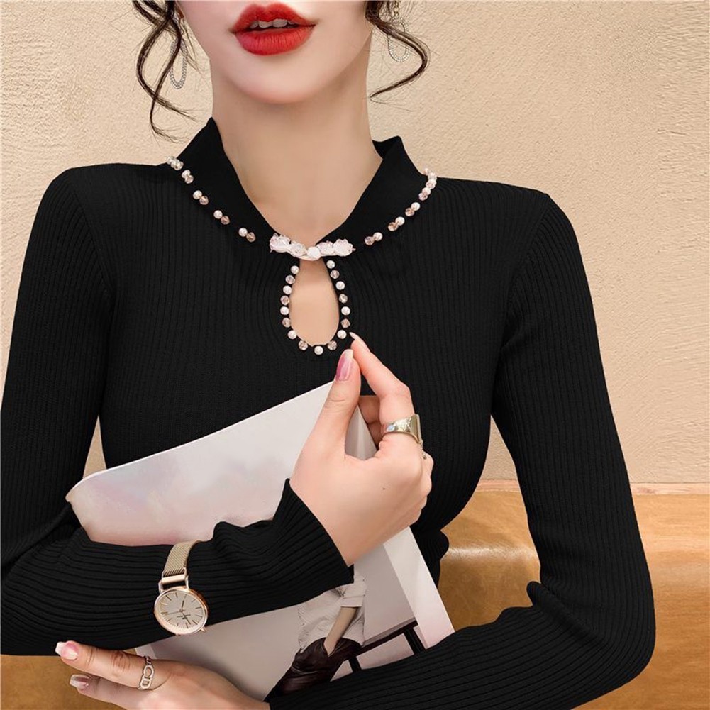 Turtleneck Style Fabric Sweatshirts with Unique Button Features vente For Women