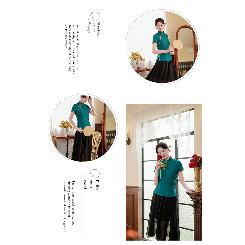 Fashion Forward Women's Qipao in Elegant Red and Dark Green Color Options - Picture 25 of 27