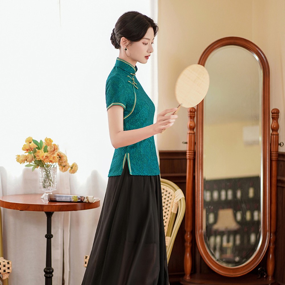 Fashion Forward Women's Qipao in Elegant Red and Dark Green Color Options - Picture 19 of 27