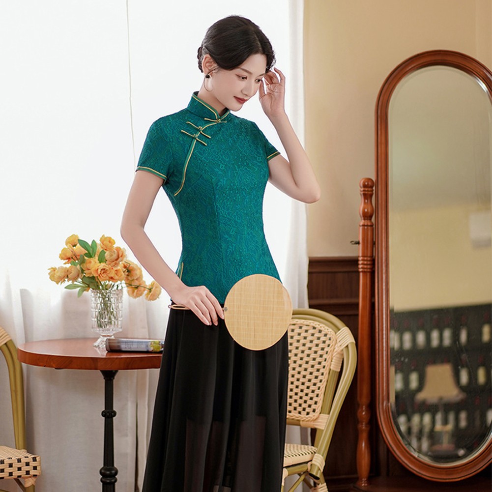 Fashion Forward Women's Qipao in Elegant Red and Dark Green Color Options - Picture 17 of 27