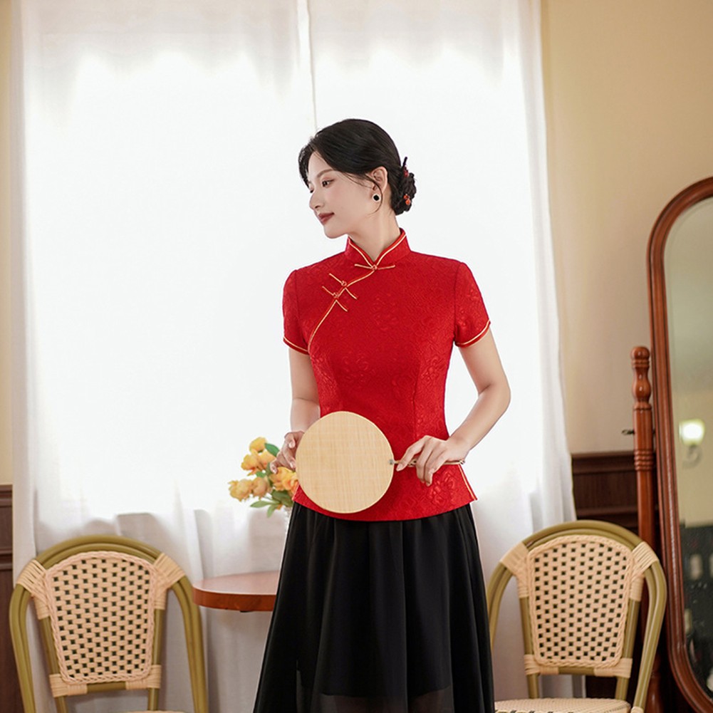 Fashion Forward Women's Qipao in Elegant Red and Dark Green Color Options - Picture 15 of 27