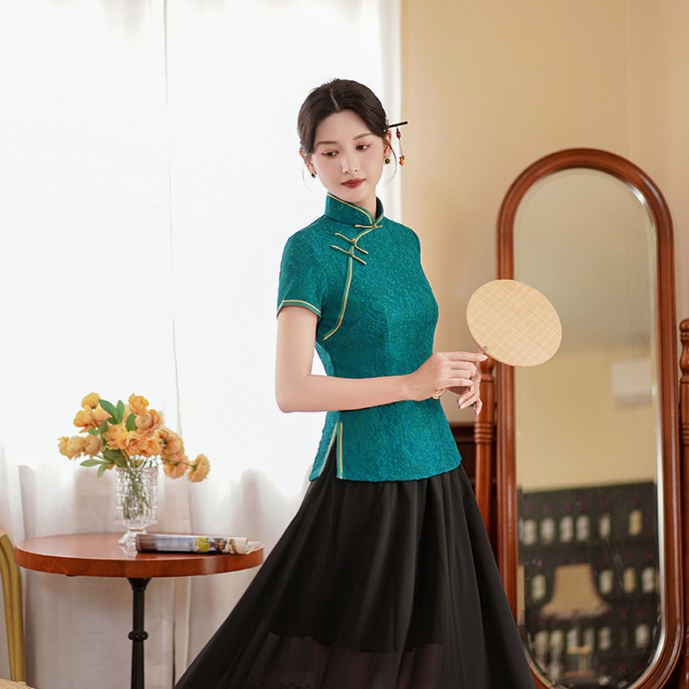 Fashion Forward Women's Qipao in Elegant Red and Dark Green Color Options - Picture 20 of 27