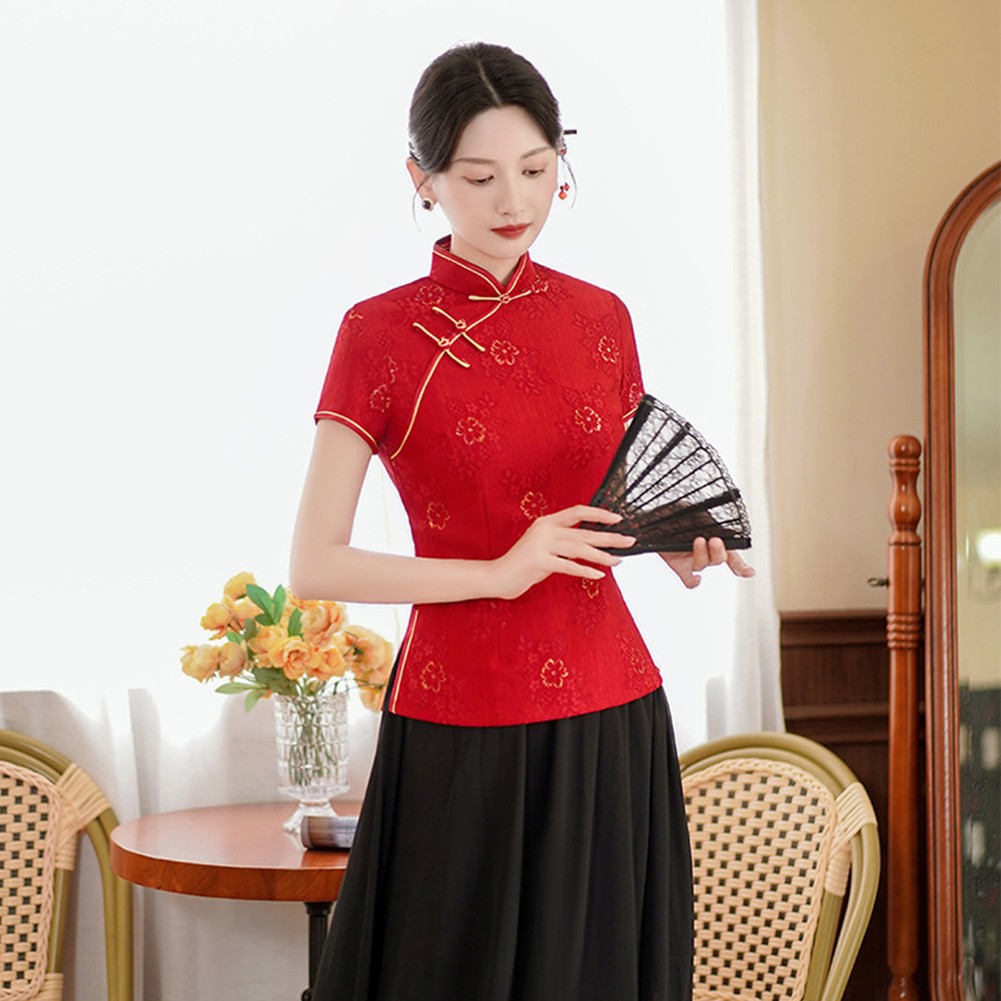 Fashion Forward Women's Qipao in Elegant Red and Dark Green Color Options - Picture 27 of 27