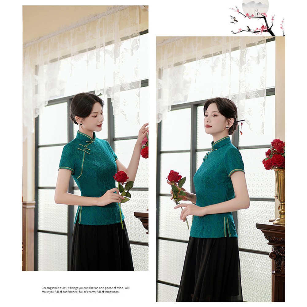 Fashion Forward Women's Qipao in Elegant Red and Dark Green Color Options - Picture 24 of 27