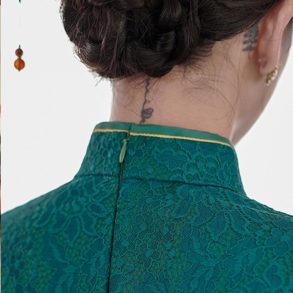 Fashion Forward Women's Qipao in Elegant Red and Dark Green Color Options - Picture 21 of 27