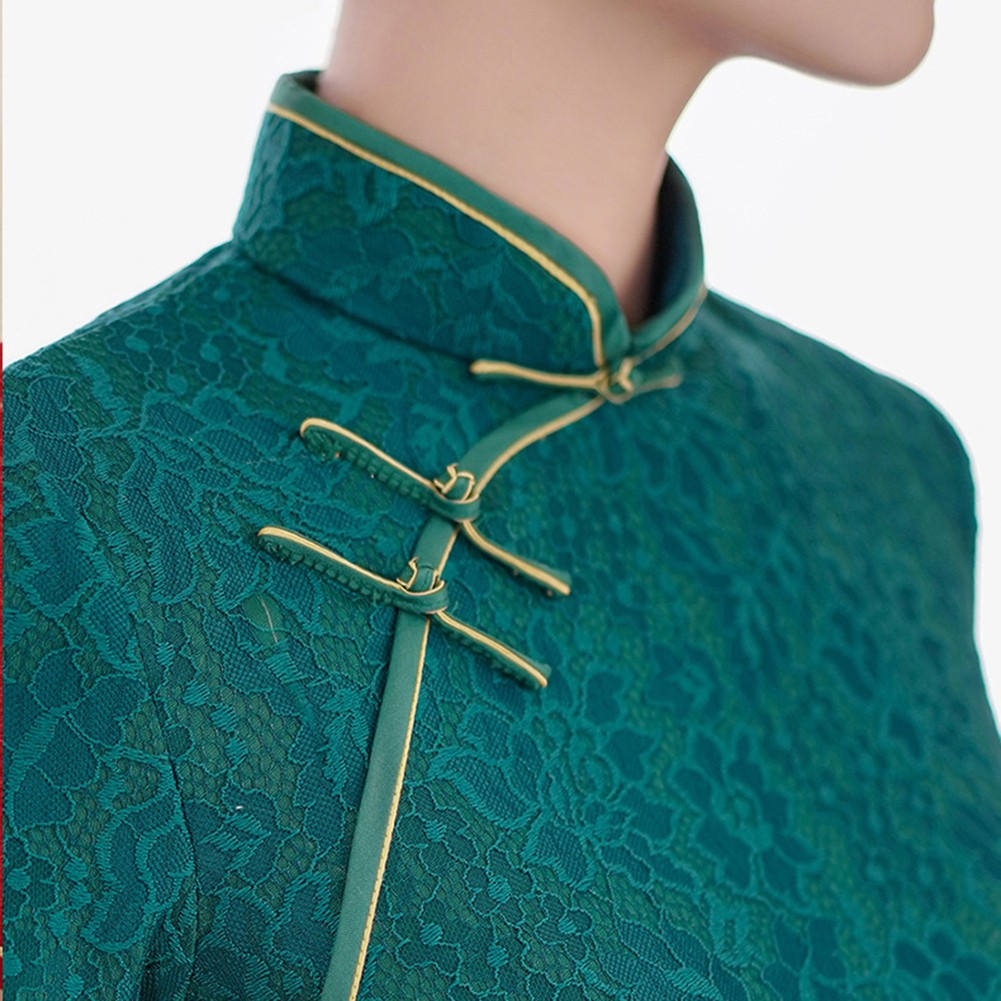 Fashion Forward Women's Qipao in Elegant Red and Dark Green Color Options - Picture 22 of 27
