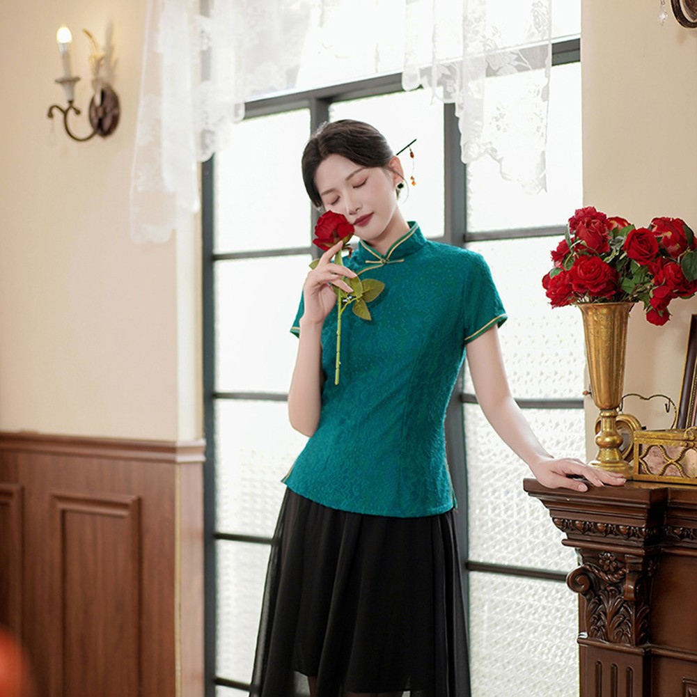 Fashion Forward Women's Qipao in Elegant Red and Dark Green Color Options - Picture 16 of 27