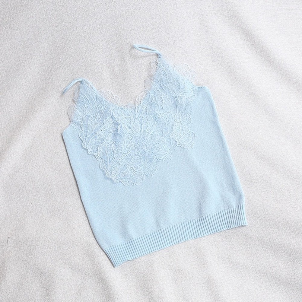 Damen-Camisole mit Spitzen-V-Ausschnitt und großem Sling und Blumenstickerei - Bild 23 von 23