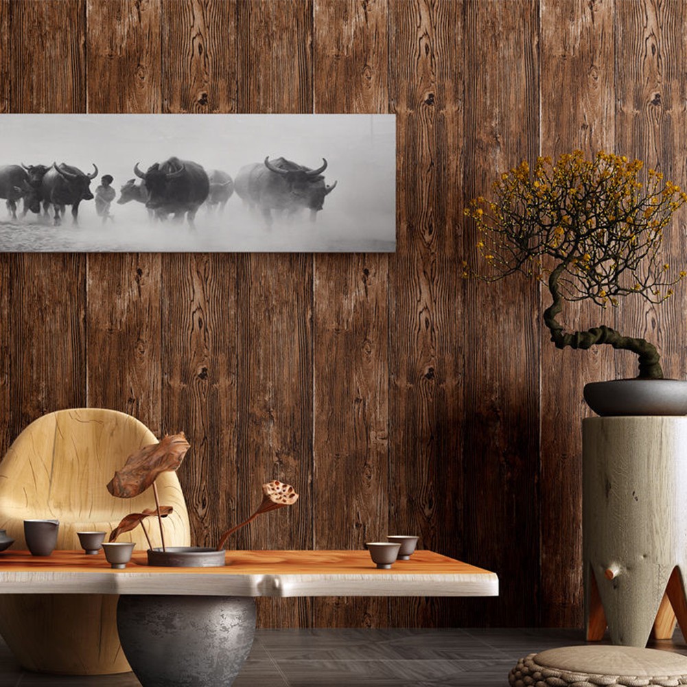 Renovación del hogar con papel tapiz de grano de madera de imitación realista tamaño 0 53M x 9 5M - Imagen 34 de 38