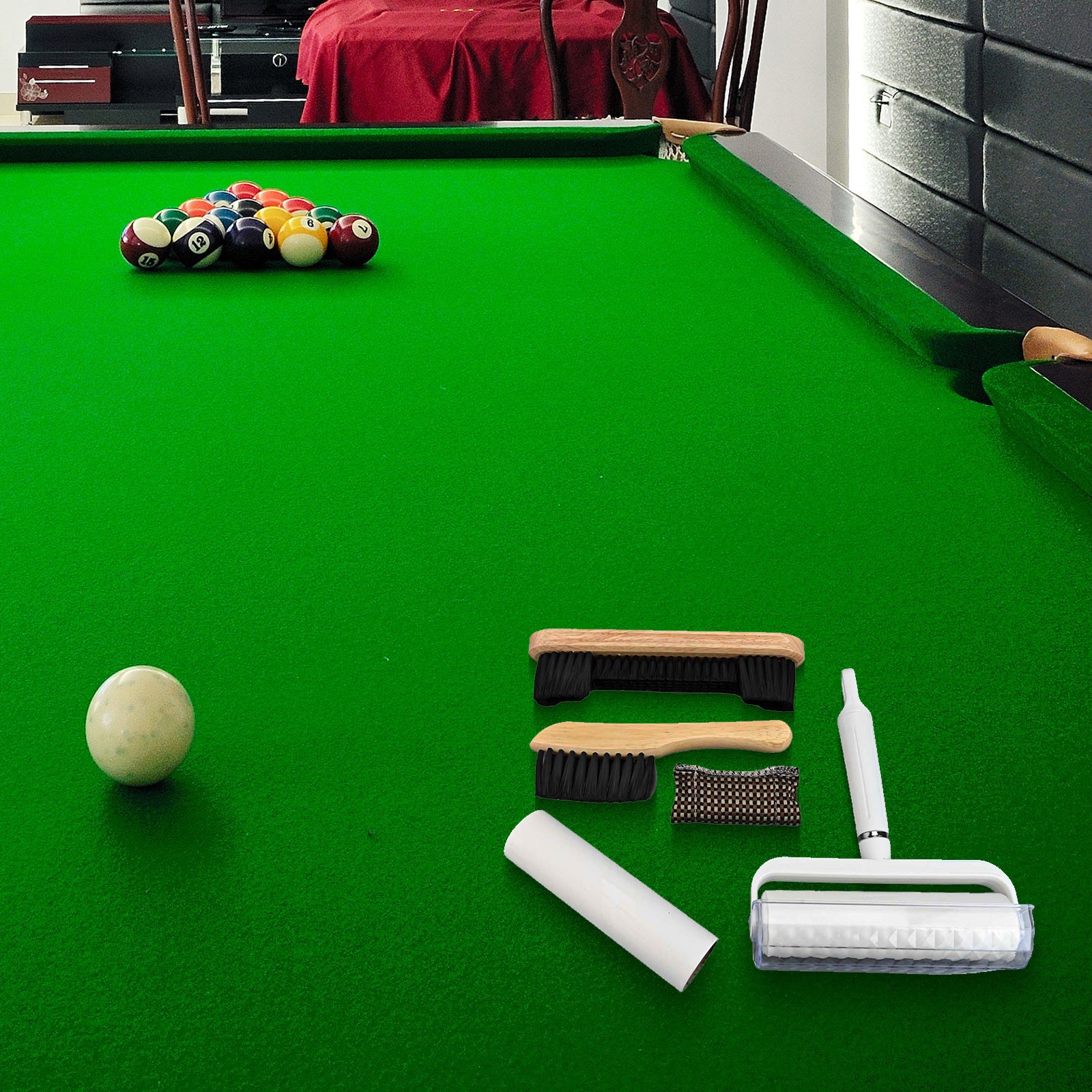 Essential Pool Table Care Set Featuring Wood Brushes and Cleaning Roller