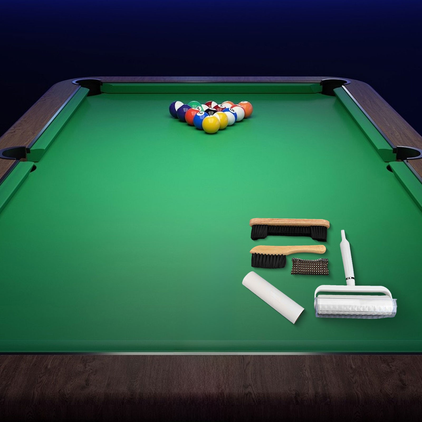 Essential Pool Table Care Set Featuring Wood Brushes and Cleaning Roller
