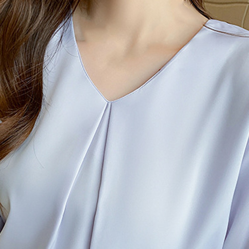 Womens Lightweight V Neck T Shirt with Short Sleeves Perfect for Outings - Picture 18 of 60