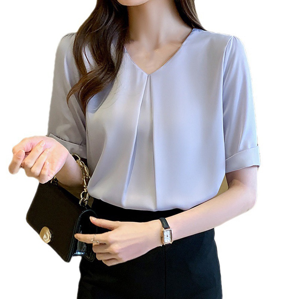 Womens Lightweight V Neck T Shirt with Short Sleeves Perfect for Outings - Picture 17 of 60