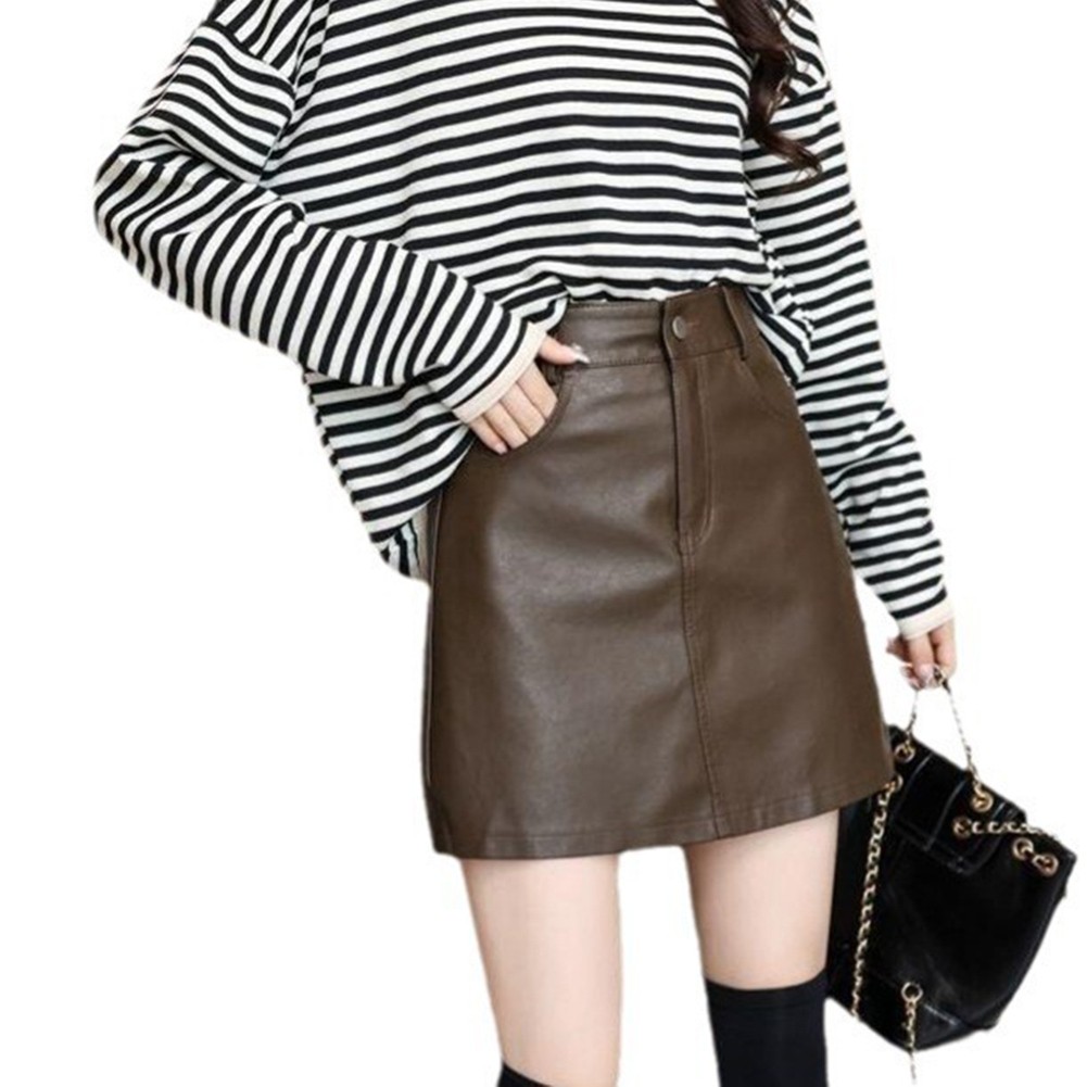 Casual PU Leather Skirt for Women 2025 Spring Fashion High Waist Style - Picture 17 of 52