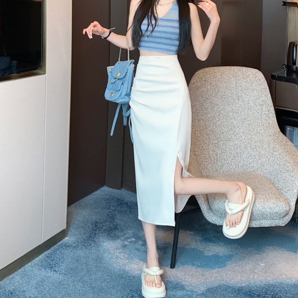 Womens Classic A Line Skirt with Trendy Side Slit Detail for Everyday Style - Picture 14 of 27